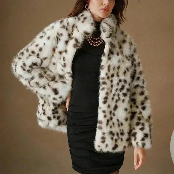 Multicolor Casual Women's Chic Leopard Texture Fluffy Short Jacket - Picture 3 of 6